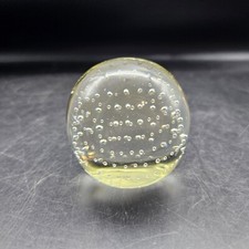 Vtg Clear Hand Blown Art Glass Controlled Bubbles Paperweight
