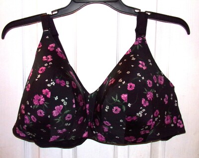 TORRID DREAM WIRE FREE BRA VIBRANT STEM FLORAL BLACK SZ 52C
