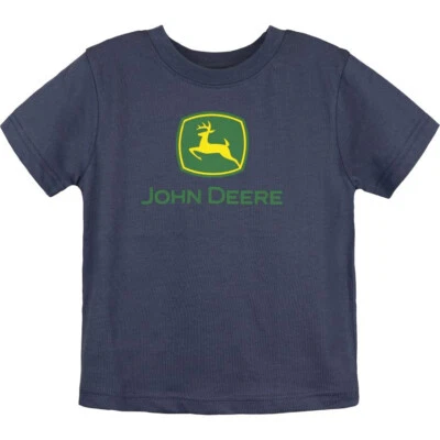 JOHN DEERE T-Shirt Kinder Orginal Logo 100% Bequeme Baumwolle Dunkelblau