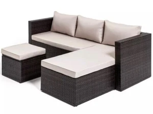 Meubles de jardin en rotin 4 Coin de la mer Canapé Grande Table Salon extérieur Patio Set