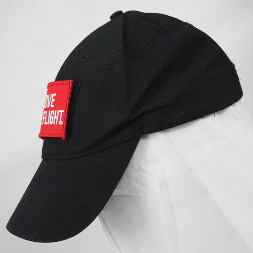 BLACK adjustable Baseball Cap hat with Detachable RED Remove Before Flight Patch - Picture 6 of 16