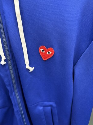 Comme Des Garcons PLAY Blue Hoodie Heart Logo | eBay