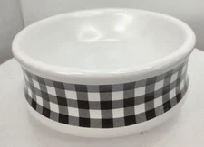 Ashland Black White Check/Plaid 7.5"R x3"D Ceramic Dog/Cat Pet Food Water Bowl