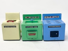 Vintage Tin Toy Metal Retro Kitchen Appliances Sink Range And Washing Machine