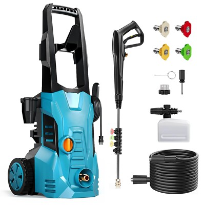#ad Pressure Washer with 16ft Power Cord amp; 50ft Outlet Hose amp; 4 Quick Nozzles 42... $143.84
