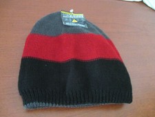 HAZARD Black Red Gray Striped WINTER STOCKING CAP HAT Reversible Boys 4/16 NWT