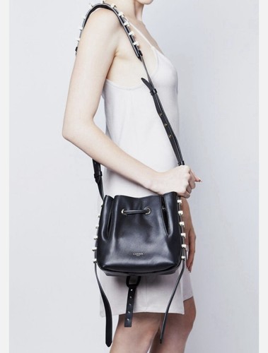 Luana Italy Nico Mini Borsa a Secchiello in Pelle di Ebano Nero - Foto 2 di 9