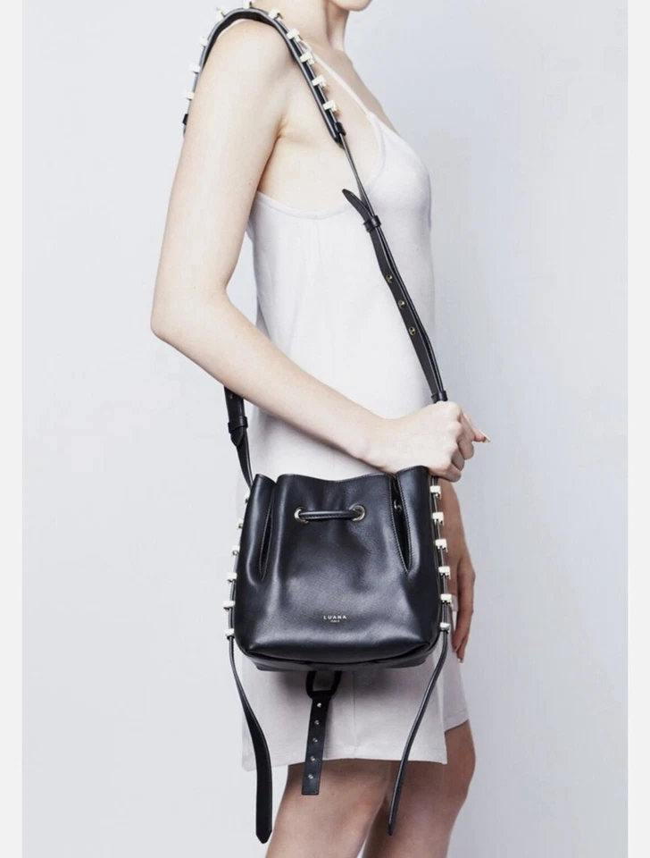 Сумка-ведро Luana Italy Nico Mini черная черное дерево кожа - Изображение 2 из 4