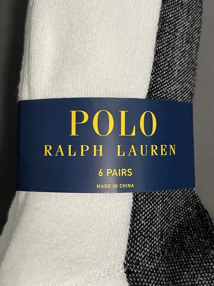 Paquete de 6 calcetines de cuarto de mezcla de algodón blancos Polo Ralph Lauren para hombre ZW724954PKN nuevos con etiquetas Foto 2 de 4