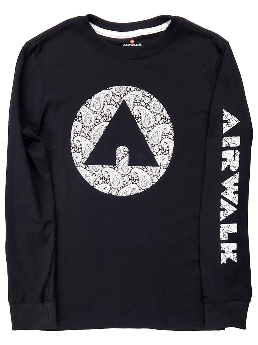 Airwalk Boys Black Long Sleeved Airwalk Paisley Design T-Shirt Tee