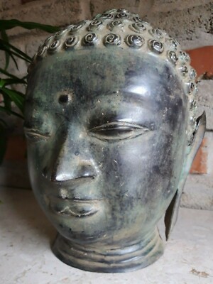 Buddha Kopf aus Bronze Kunst  Indonesien Skulptur Statue Feng Shui Garten Bali