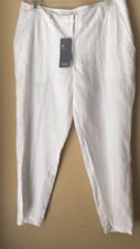Eileen Fisher White Organic Linen Cropped Pants 4