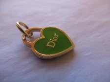 DIOR ZIP PULL  charm  14x17MM  GREEN , GOLD  tone,   THIS IS FOR 1