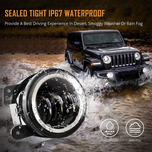 For Jeep Wrangler JK Combo Led Tail Lights 7'' Headlights Fog Turn Signal Lamps - Picture 19 of 24