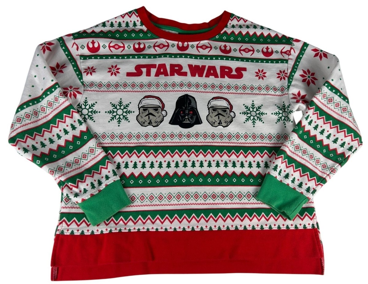 Stars Wars Darth Vader Ugly Christmas Sweater Women's S White Red Green  Fleece