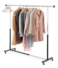 Adjustable Rolling Expandable Garment Rack Metal Closet Organizer Clothing Racks