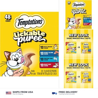 Temptations Creamy Puree Squeezable Lickable Cat Treats, Wet Cat Treats with ...