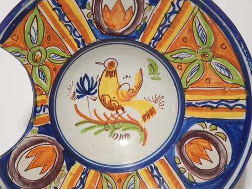 Antique End 1800 Dish round Serving Bowl Beard Majolica Ceramics - Manises Spain - Picture 5 of 7