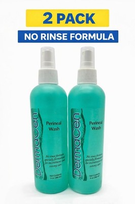 DermaCen Perineal Wash Spray 2 Pack 9oz No Rinse Cleanser Incontinence