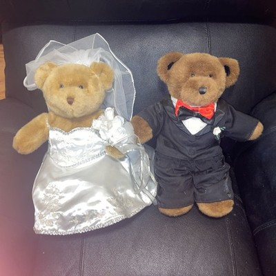 Build A Bear Wedding Set Plush Bride & Groom Teddy Bears Stuffed Animals Bouquet