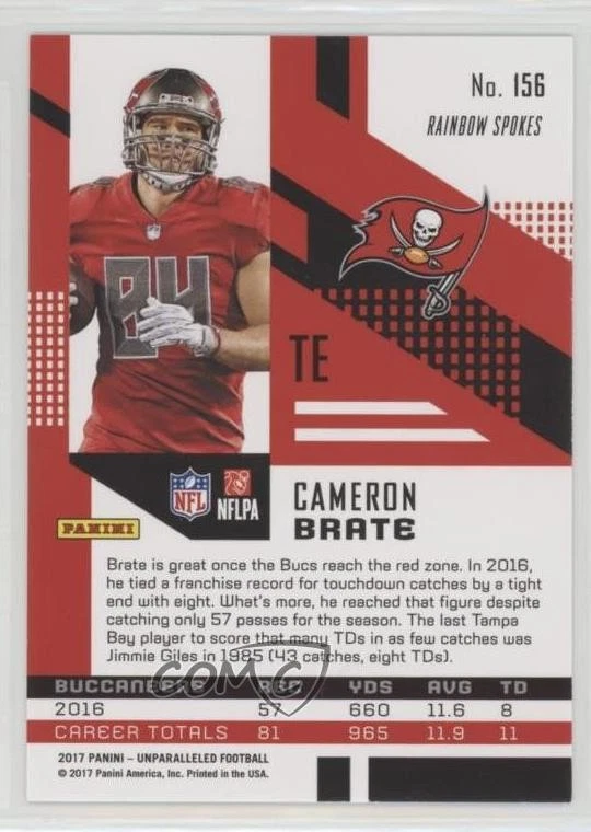 2017 Panini Unparalleled Cameron Brate #156 - Image 2 of 2
