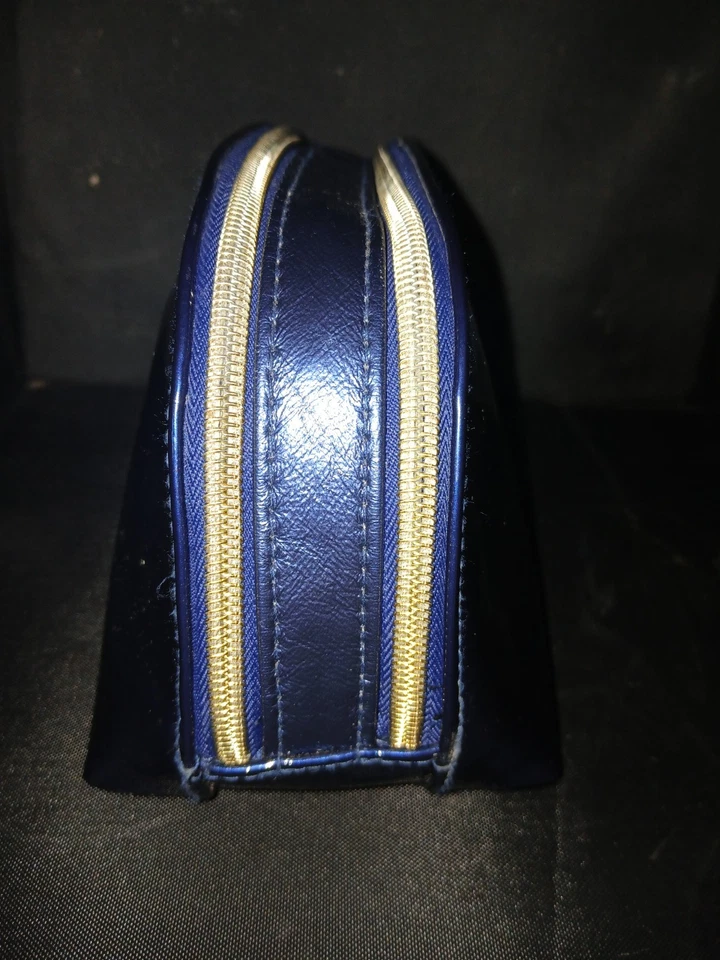 Bolsa de maquillaje cosmético Cle de Peau brillante metálico azul oscuro bolsa -e185 Foto 4 de 4