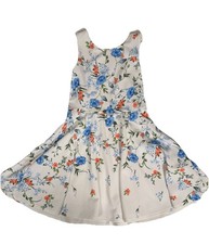 Rare Editions Girls White Floral Fit Flare Dress, Size 8