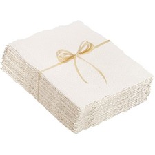 50 Sheets Watercolor Paper 7 x 10, 300 GSM Deckled Edge Paper Rough/Textured ...