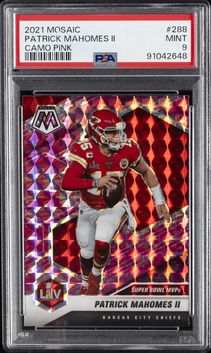 2021 PANINI MOSAIC CAMO PINK #288 PATRICK MAHOMES II PSA 9