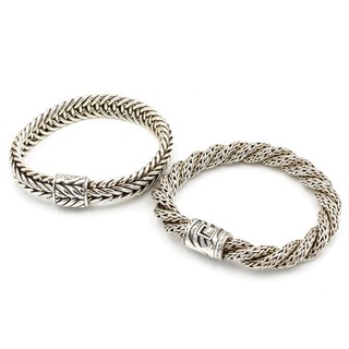 John Hardy Sterling Wheat Chain Pusher Clasp 6.5in Bracelets Lot of 2 #S4536 3