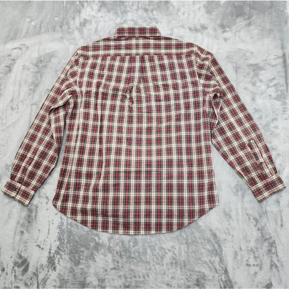 Camisa masculina vintage Ralph Lauren xadrez verde vermelha XL ajuste personalizado manga longa preppy - Imagem 4 de 4