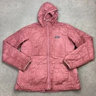 Patagonia Jacket Womens Large Pink Nano Puff Bivy Prmialoft Hoody Coat Lady*
