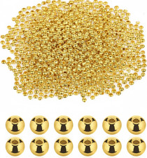 1500PCS 3mm Smooth Round Spacer Beads Mini Golden Plated Metal Beads Loose Smal