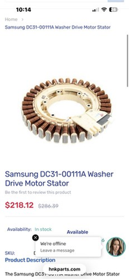 #ad DC31 00111A Samsung Washer Drive Motor Stator OEM next day shipping $89.99