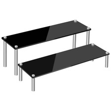 2-Tier Acrylic Display Riser Stand - Clear Organizer for Perfume, Cupcakes, F...