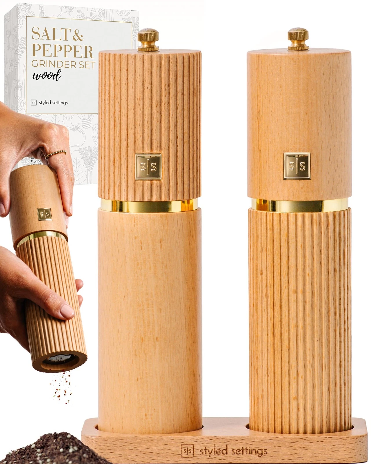 Wooden Salt and Pepper Grinder Set – Refillable Manual Salt and Pepper Mills ...
Opens in a new wind