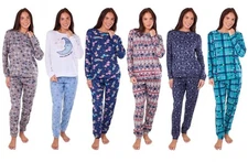 Ladies Fleece Pyjamas Printed Winter Warm PJ'S Nightwear RRP £20