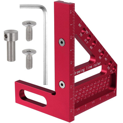 3D Multi-Angle Measuring Ruler - Small Carpenter Square Woodworking Tool, 45°...