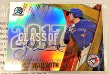 Logan Warmoth Class of 2017 Bowman Chrome Gold Refractor SP Auto 16/50 Blue Jays