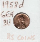 1958D  GEM UNC  LINCOLN CENT ~ GEM  BRILLIANT  UNC ~ RS COINS / FREE SHIP