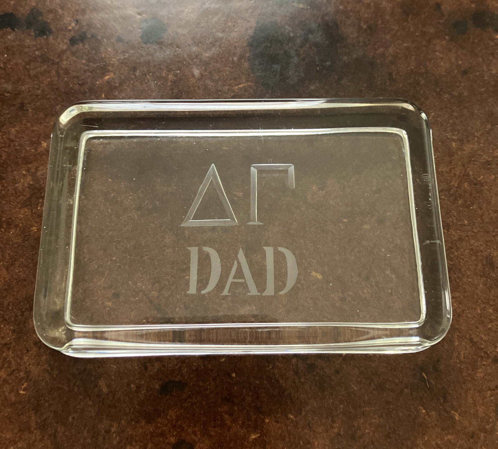 Glass Paperweight with Personalized DAD Etching for Dad Gifts