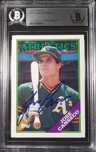1988 Topps On-Card Blue Ink Autograph #370 Jose Canseco OAK BGS AUTHENTIC AUTO - Picture 14 of 17