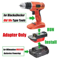 1x Adaptor fits Black and Decker 18v Old Style Tool To for Milwaukee M18 Battery