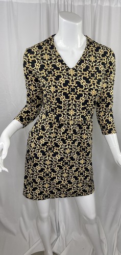 J Mclaughlin Dress Sz XS Black Gold 
