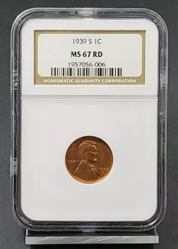 1939 S Lincoln Wheat Cent Penny Coin NGC MS67 RD GEM BU San Francisco CERTIFIED2