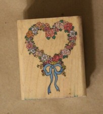 Floral Heart 1994 Flower Wreath 684-E Rubber Stampede Stamp Lucy Company
