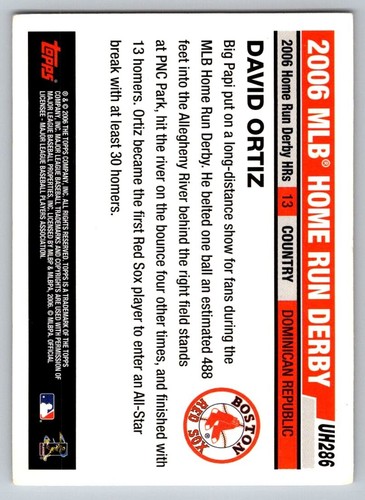 2006 Topps Updates & Highlights - Home Run Derby #UH286 David Ortiz - Picture 2 of 2