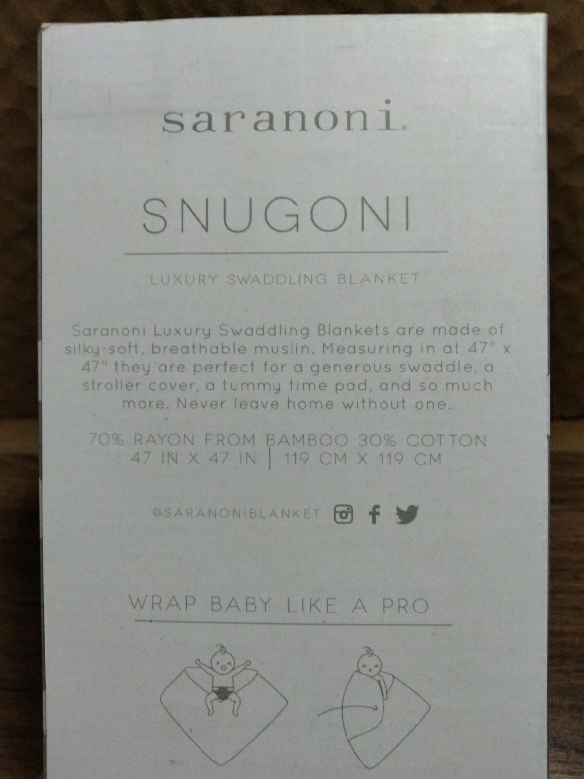 Saranoni Snugoni Swaddle Mesa Verde 47"x47"in, 119X 119cm eNotary