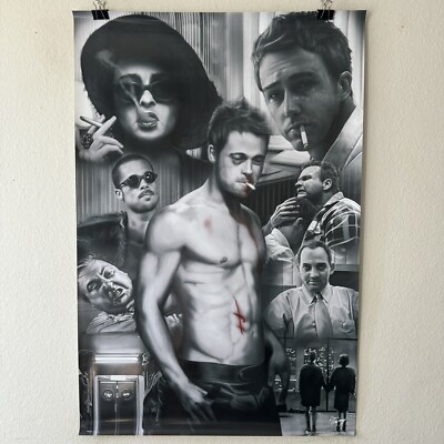 Poster: Fight Club Movie Brad Pitt Collage Art By Zach Garbrey 24x36 Wall Decor