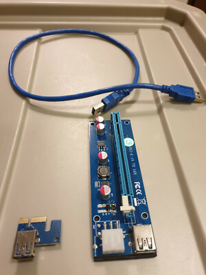 6 PCI-E 1x to 16x Periph Powered Riser w/ 6x Adapter/Cable USB 3.0